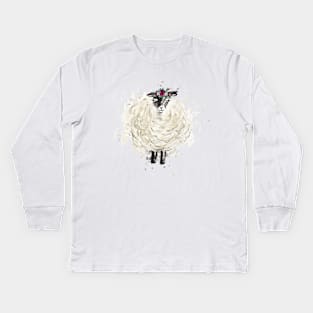 Fuzzy Sheep with Floral headdress Kids Long Sleeve T-Shirt